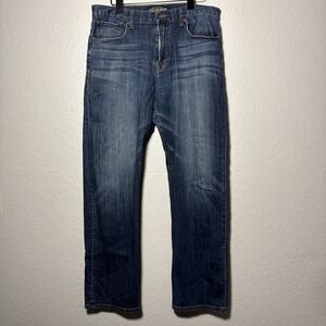 Lucky Brand 329 Classic Straight Jeans Mens 34x32 (34x30.5) Dark Wash Mid Rise